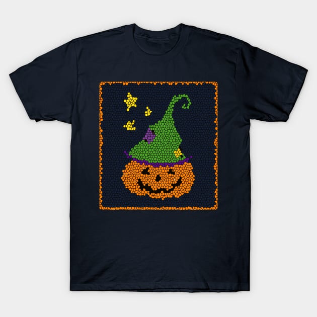 Halloween Stained Glass Jack O'Lantern Pumpkin T-Shirt by 4Craig